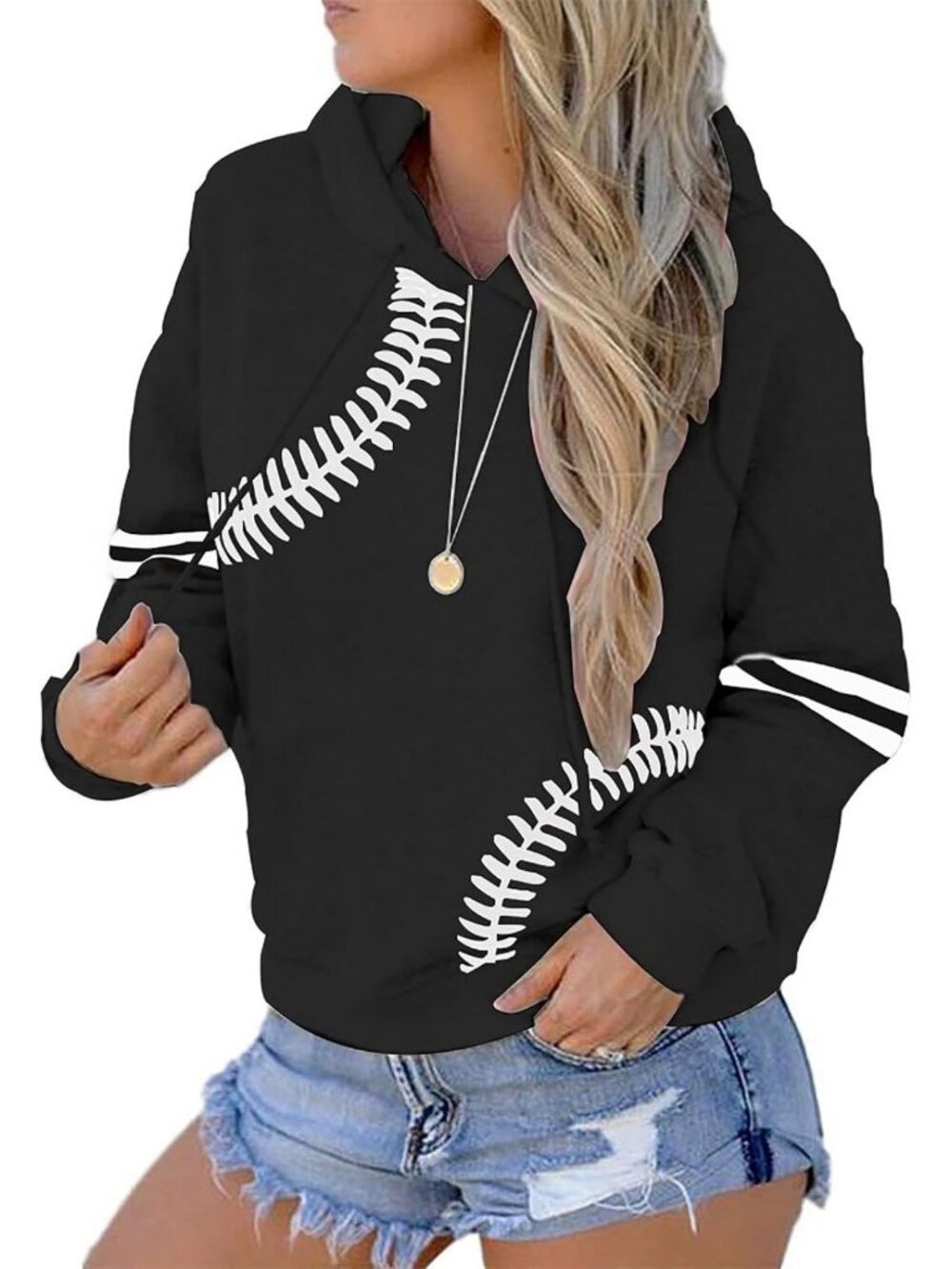 Cozy Oversized Women's Baseball Hoodie | Softball Sweatshirt with Pockets